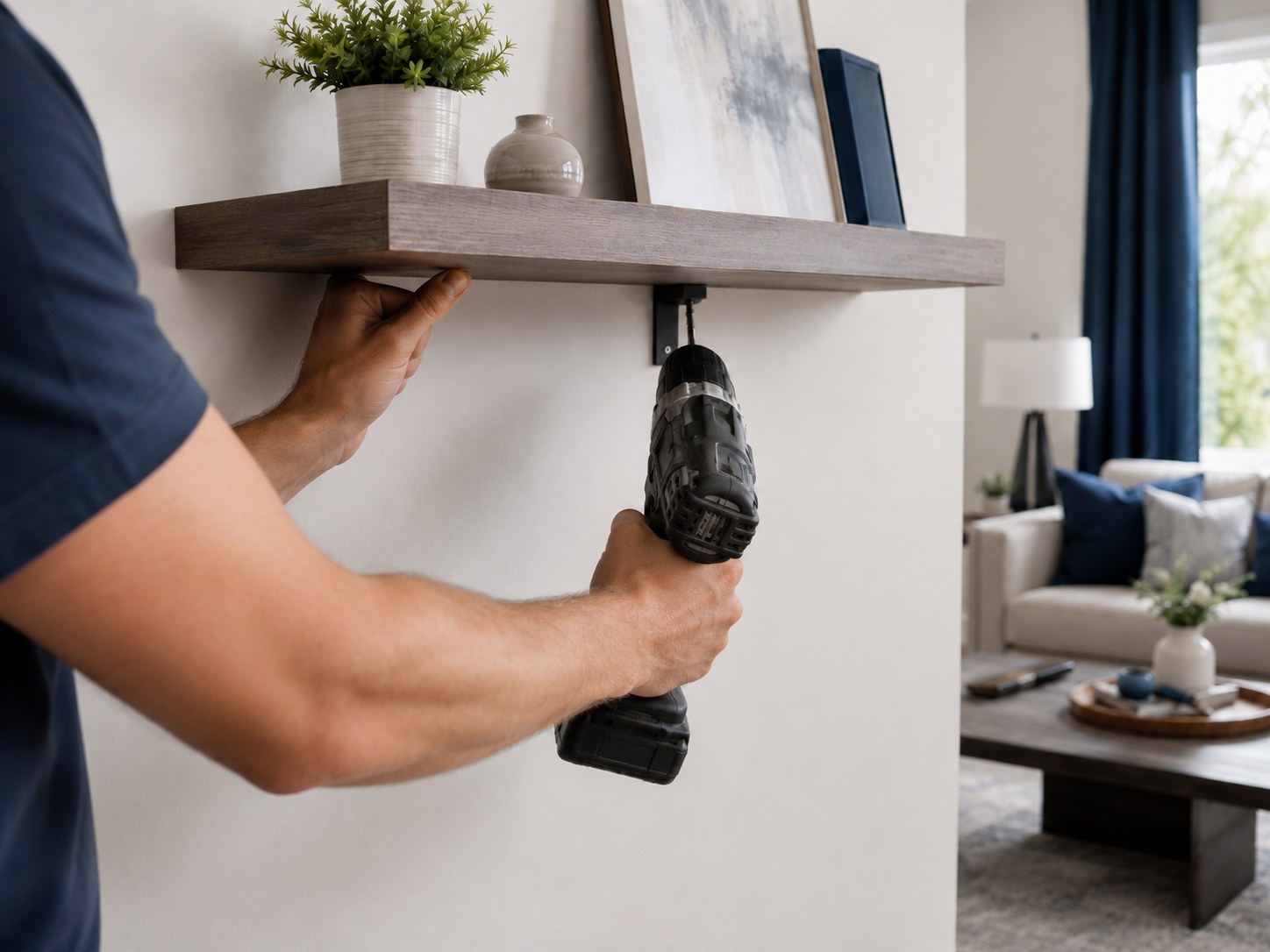 Shelf installation during handyman service