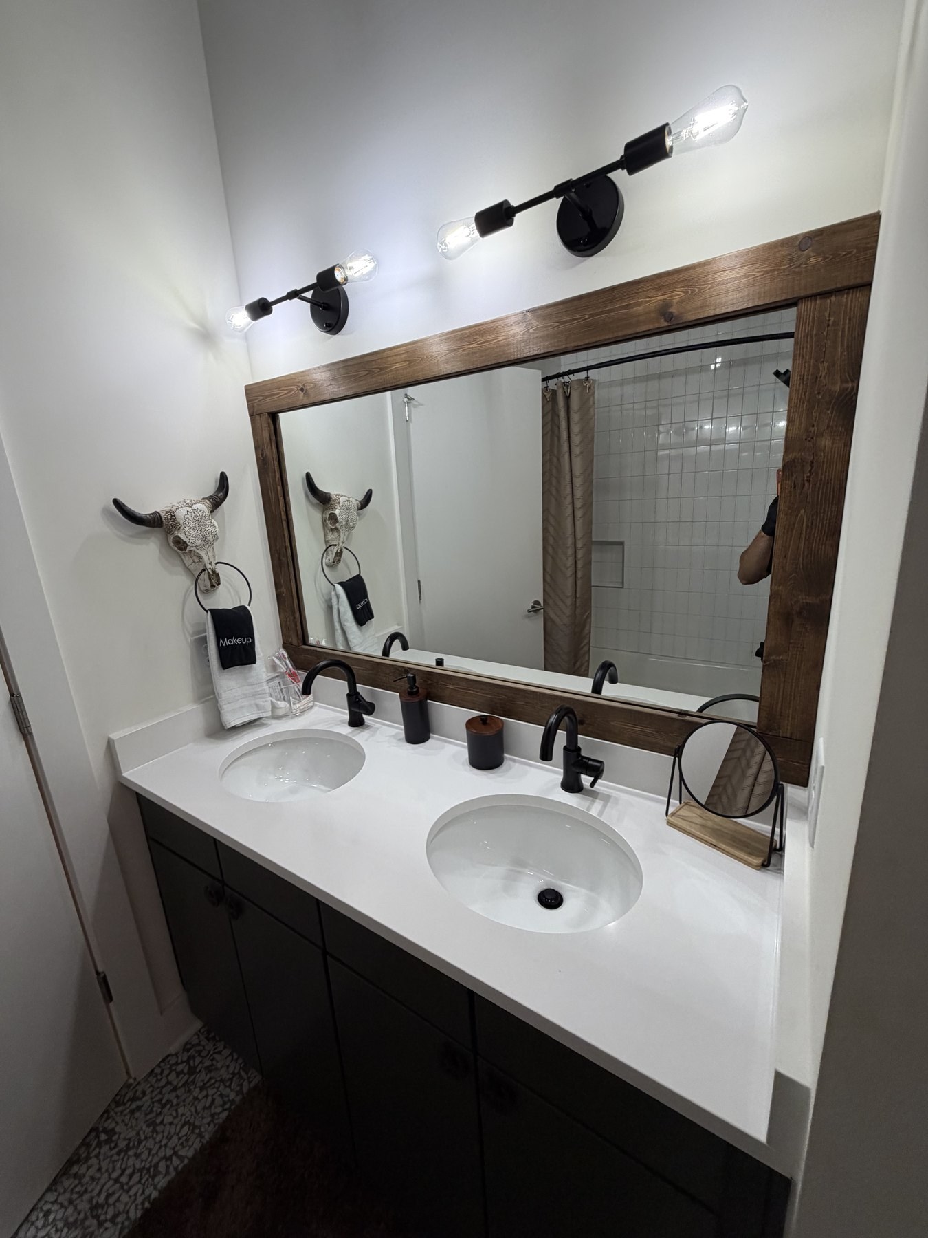 Bathroom vanity maintained with recurring cleaning